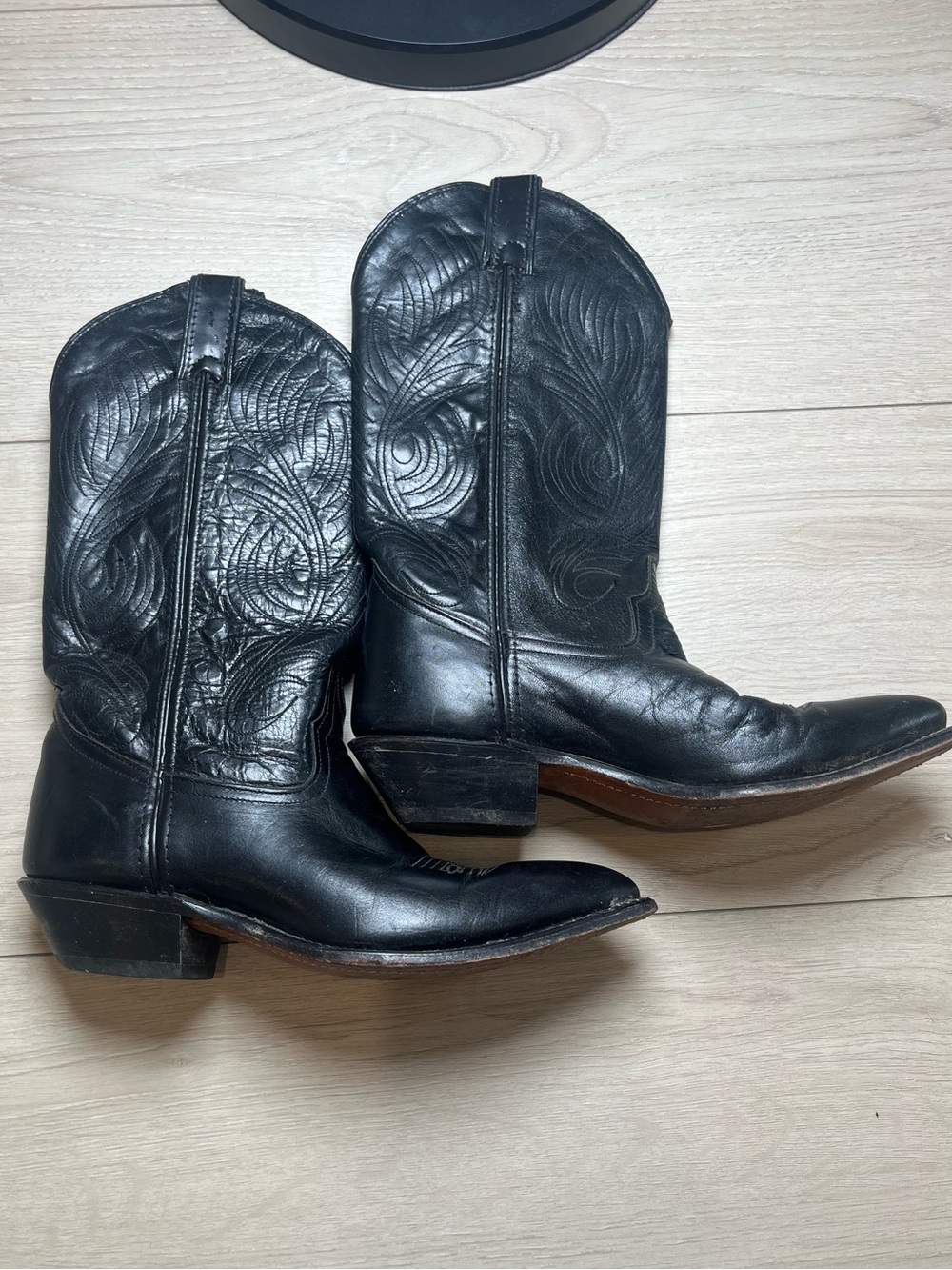 Code West Classic Black Leather Western Cowboy Boots size 6